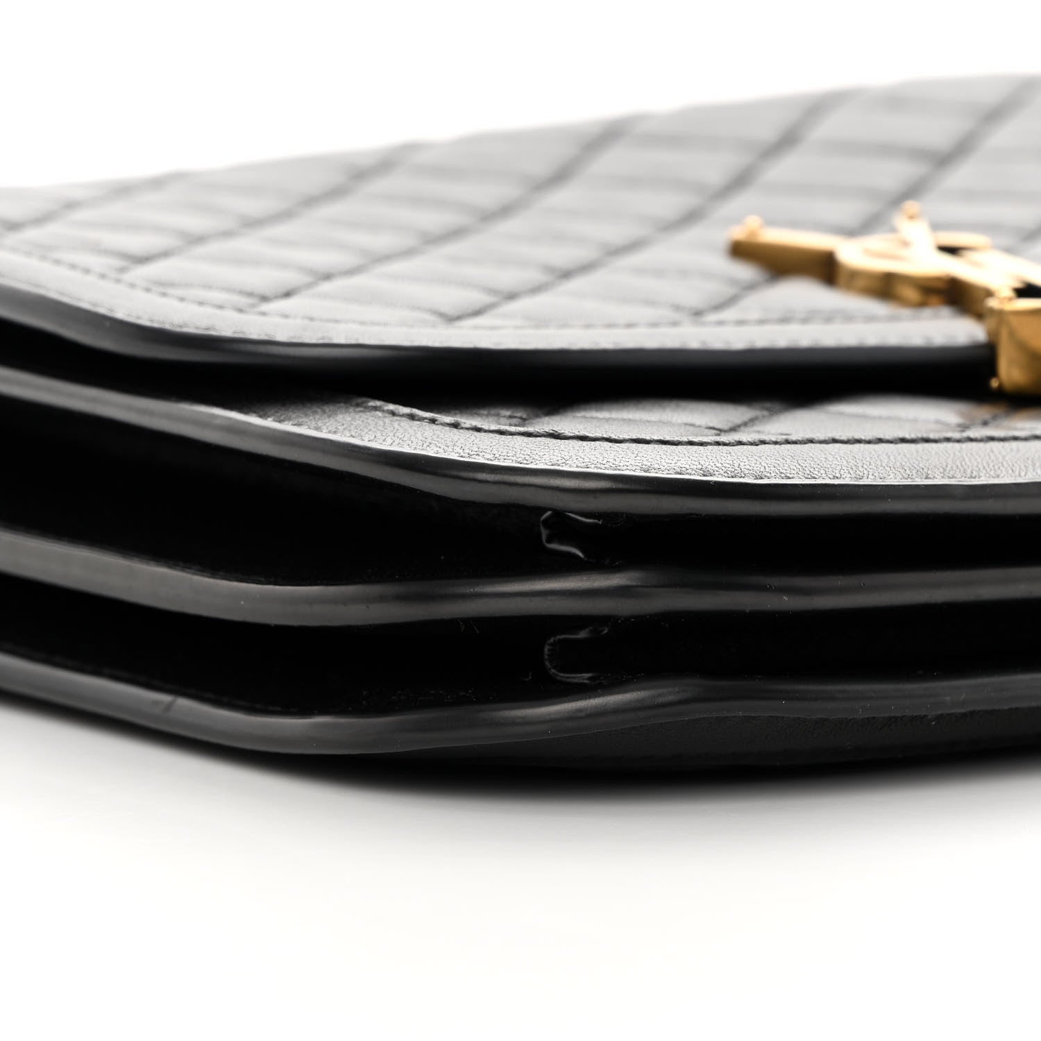 Saint Laurent Lambskin Quilted Monogram Medium Solferino Satchel Black 9 of 11