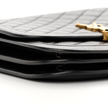 Saint Laurent Lambskin Quilted Monogram Medium Solferino Satchel Black 9 of 11