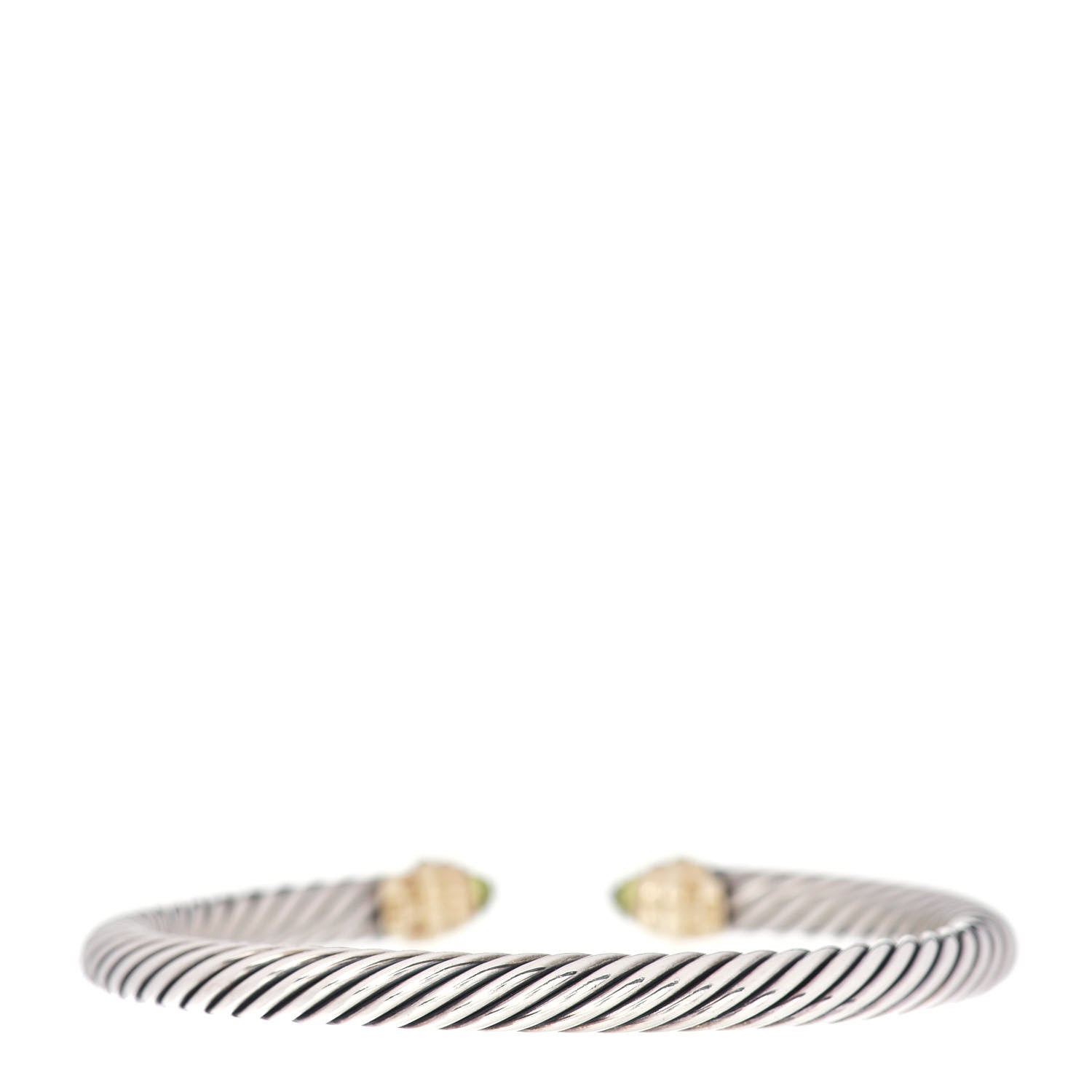 David Yurman Sterling Silver 14K Yellow Gold Peridot 5mm Cable Classics Petite Color Bracelet 3 of 4