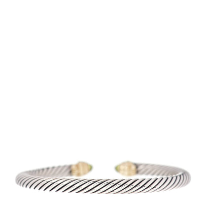 David Yurman Sterling Silver 14K Yellow Gold Peridot 5mm Cable Classics Petite Color Bracelet 3 of 4