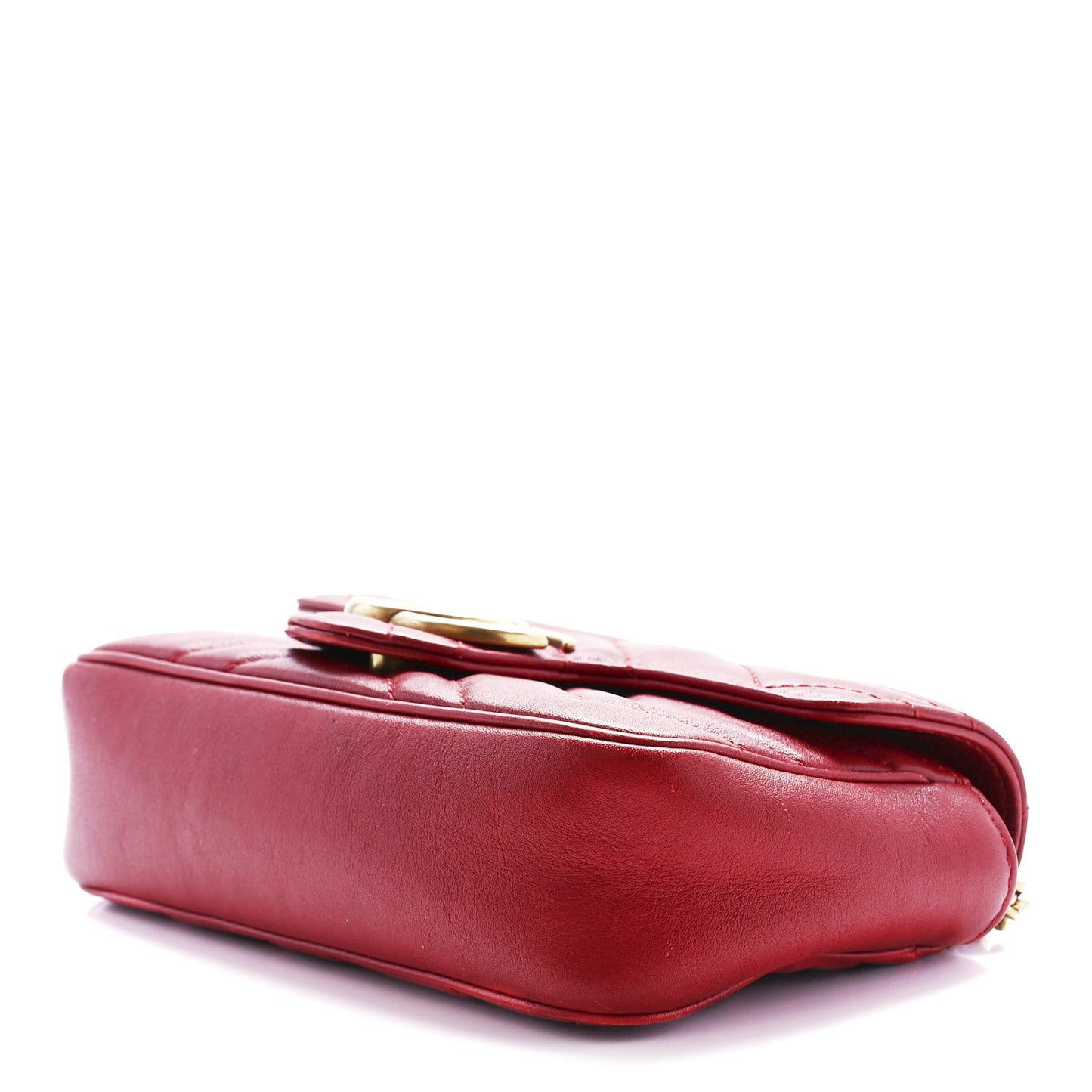 Calfskin Matelasse Super Mini GG Marmont Shoulder Bag Hibiscus Red
