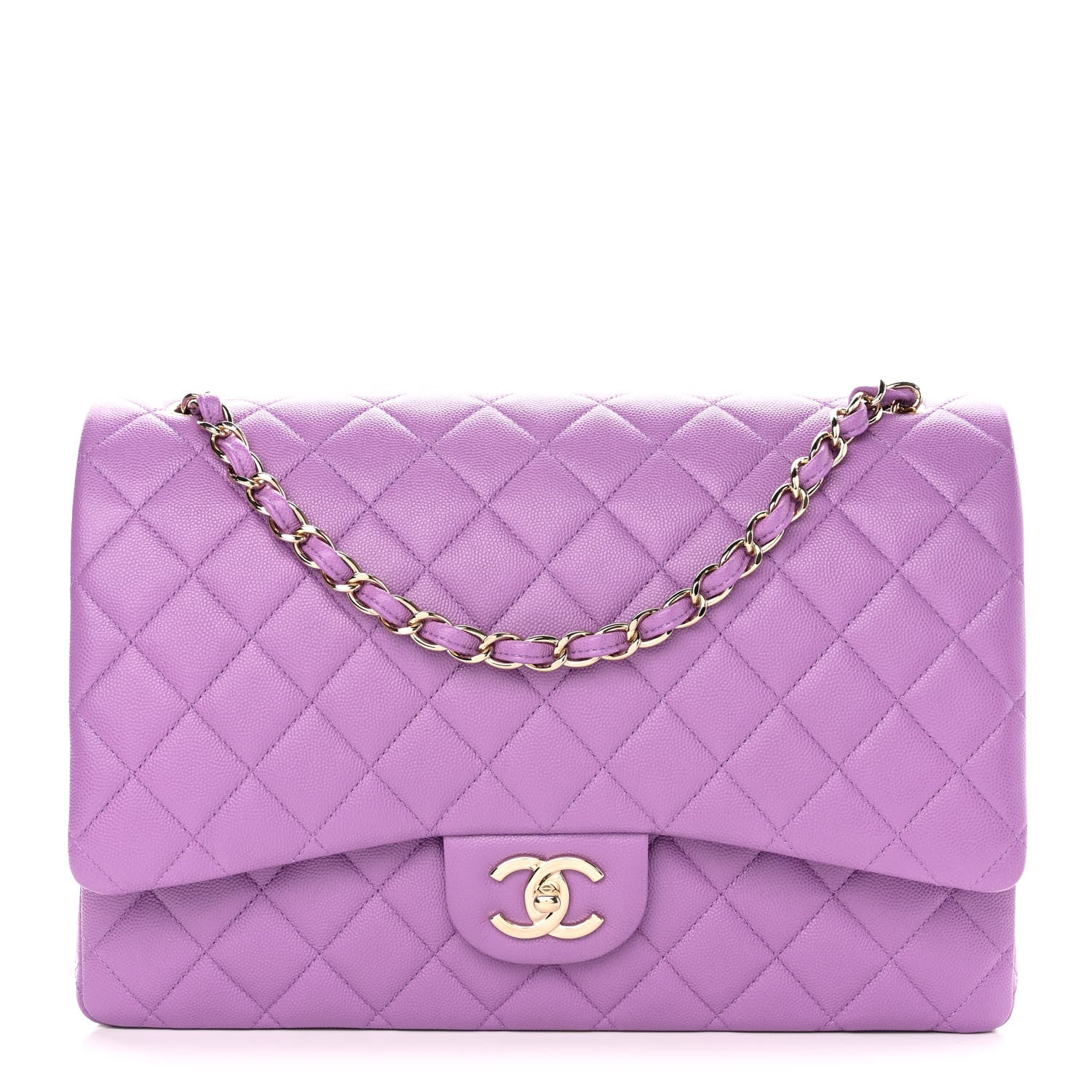Chanel Caviar Quilted Maxi Double Flap Purple 1 of 9