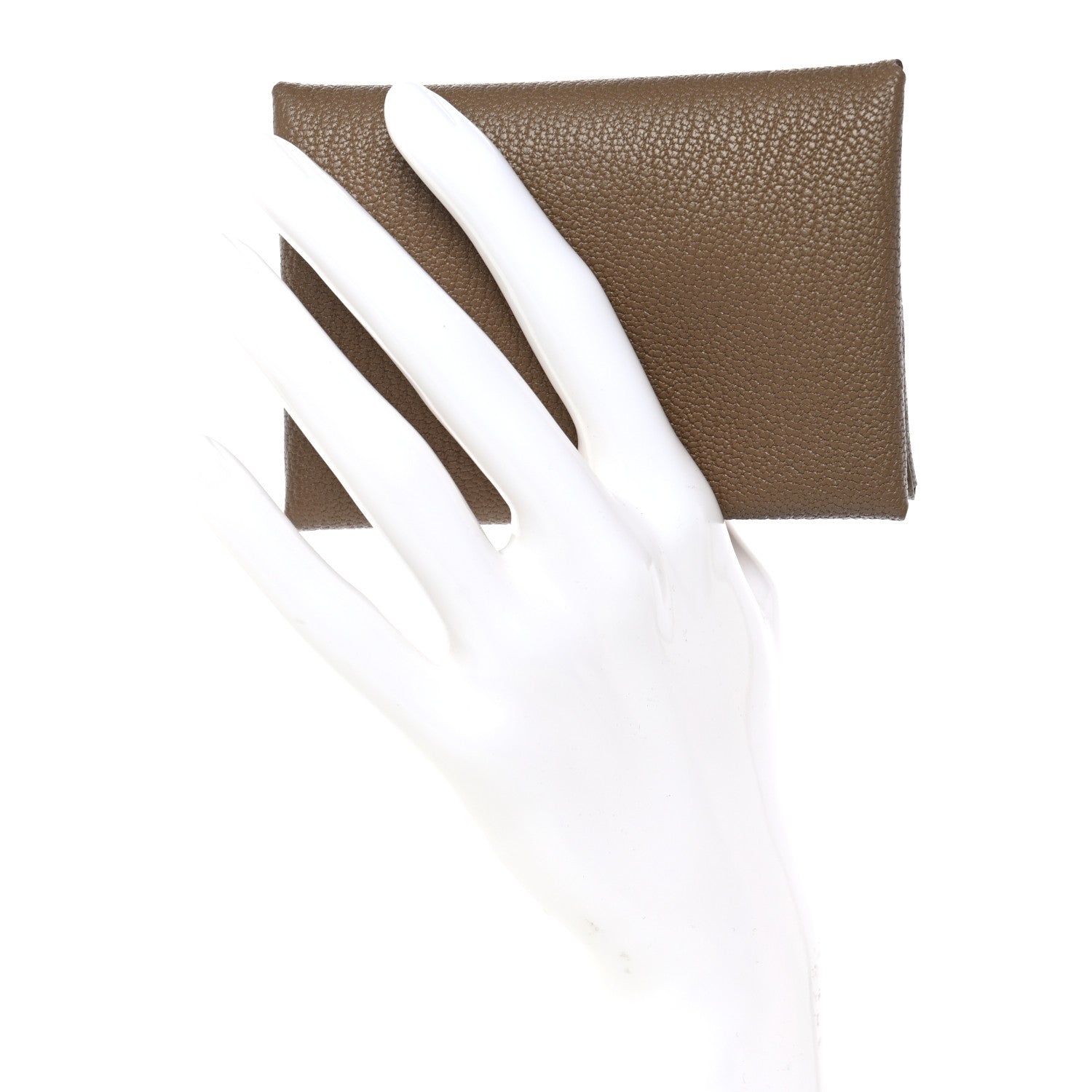 Hermes Chevre Mysore Calvi Duo Card Case Etoupe 2 of 9