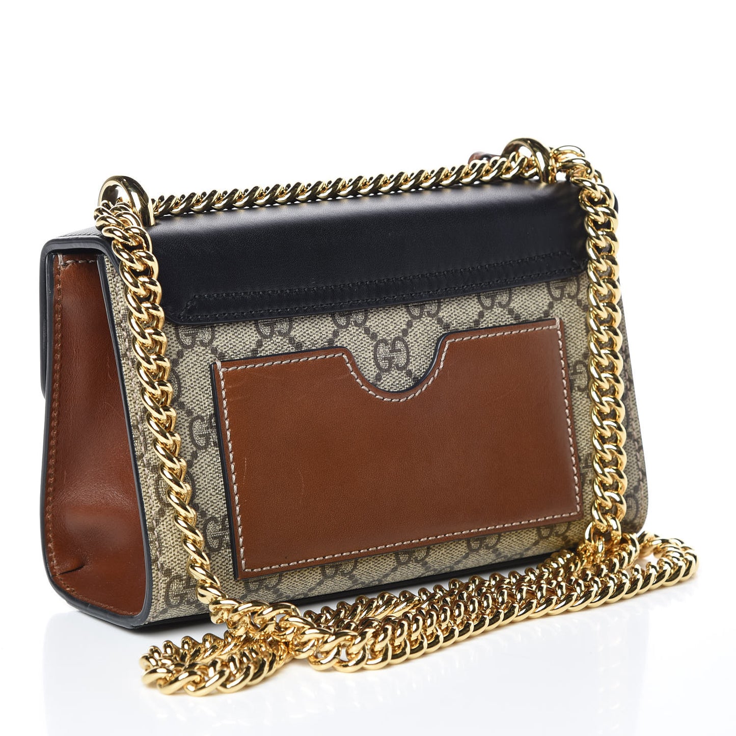GG Supreme Monogram Calfskin Small Padlock Shoulder Bag Beige Black Cuir