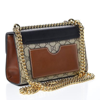 Gucci GG Supreme Monogram Calfskin Small Padlock Shoulder Bag Beige Black Cuir 3 of 15