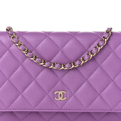 Chanel Caviar Quilted Wallet on Chain WOC Purple 9 of 13