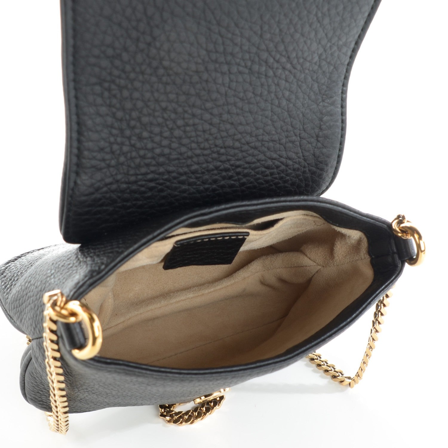 Gucci Pebbled Calfskin Small 1973 Chain Shoulder Bag Black 7 of 7