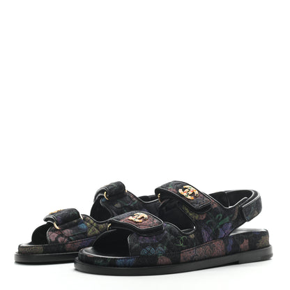Chanel Denim Quilted Dad Sandals 36 Black Multicolor 3 of 8