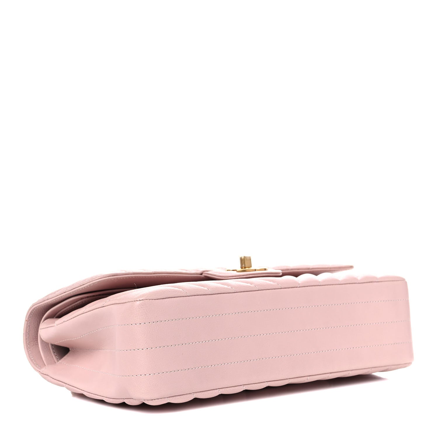 Chanel Calfskin Chevron Quilted Medium Double Flap Light Pink 2 of 8
