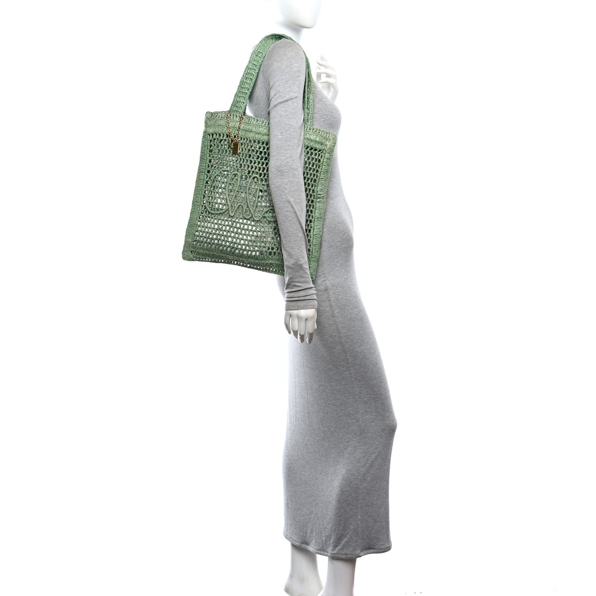 Raffia Summer Banana Tote Tea Leaf Green