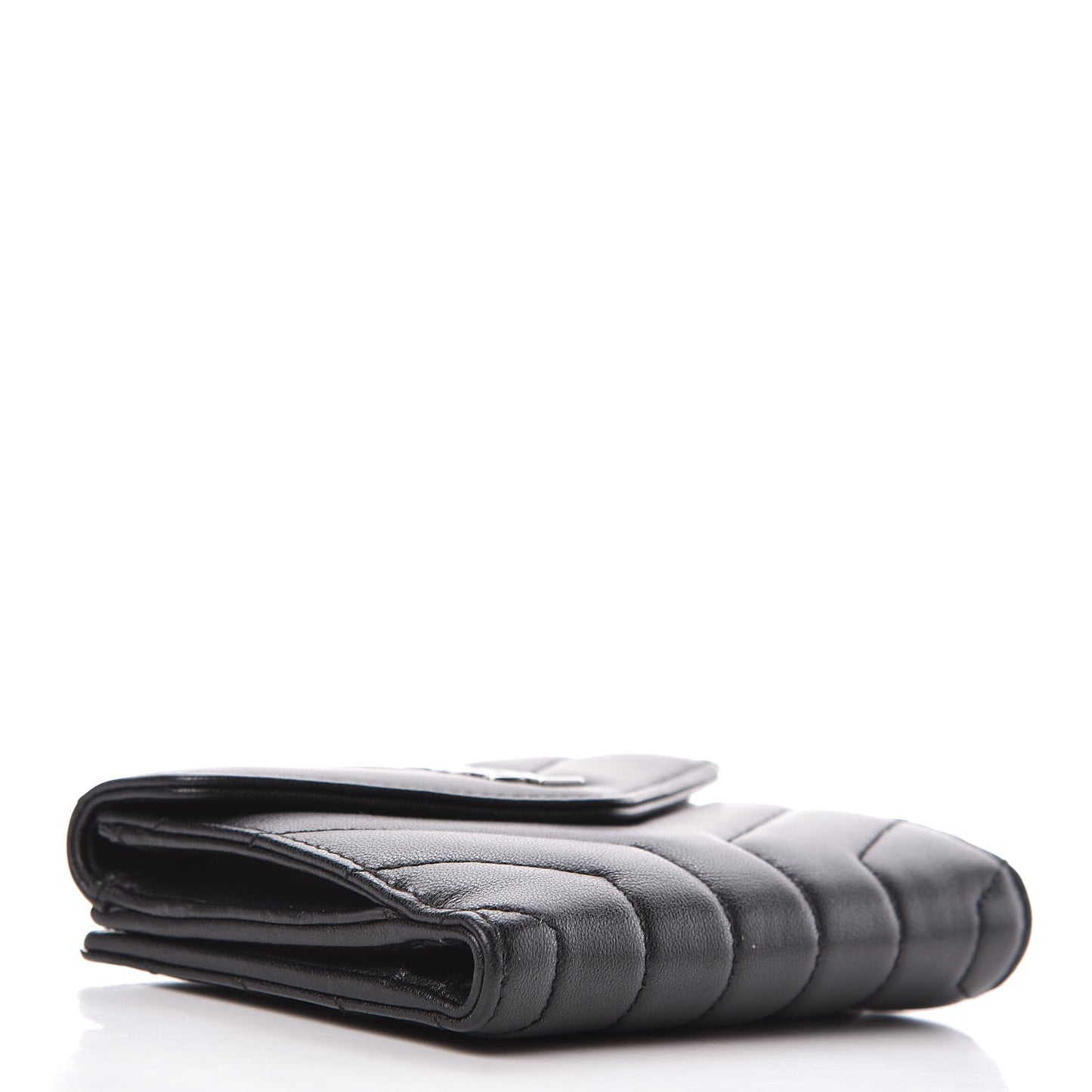 Lambskin Y Quilted Monogram Compact Loulou Wallet Black