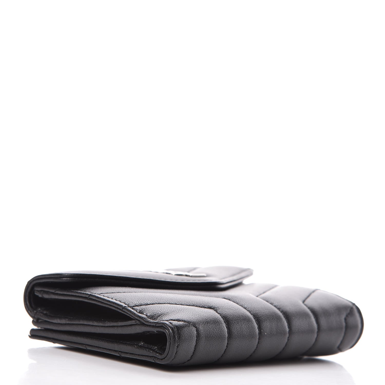 Saint Laurent Lambskin Y Quilted Monogram Compact Loulou Wallet Black 4 of 7