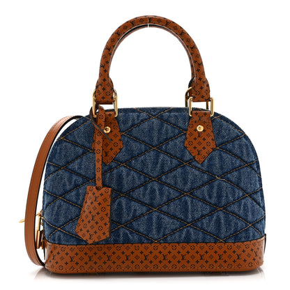 Louis Vuitton Denim Calfskin Reverse Monogram Malletage Alma BB Blue 1 of 10