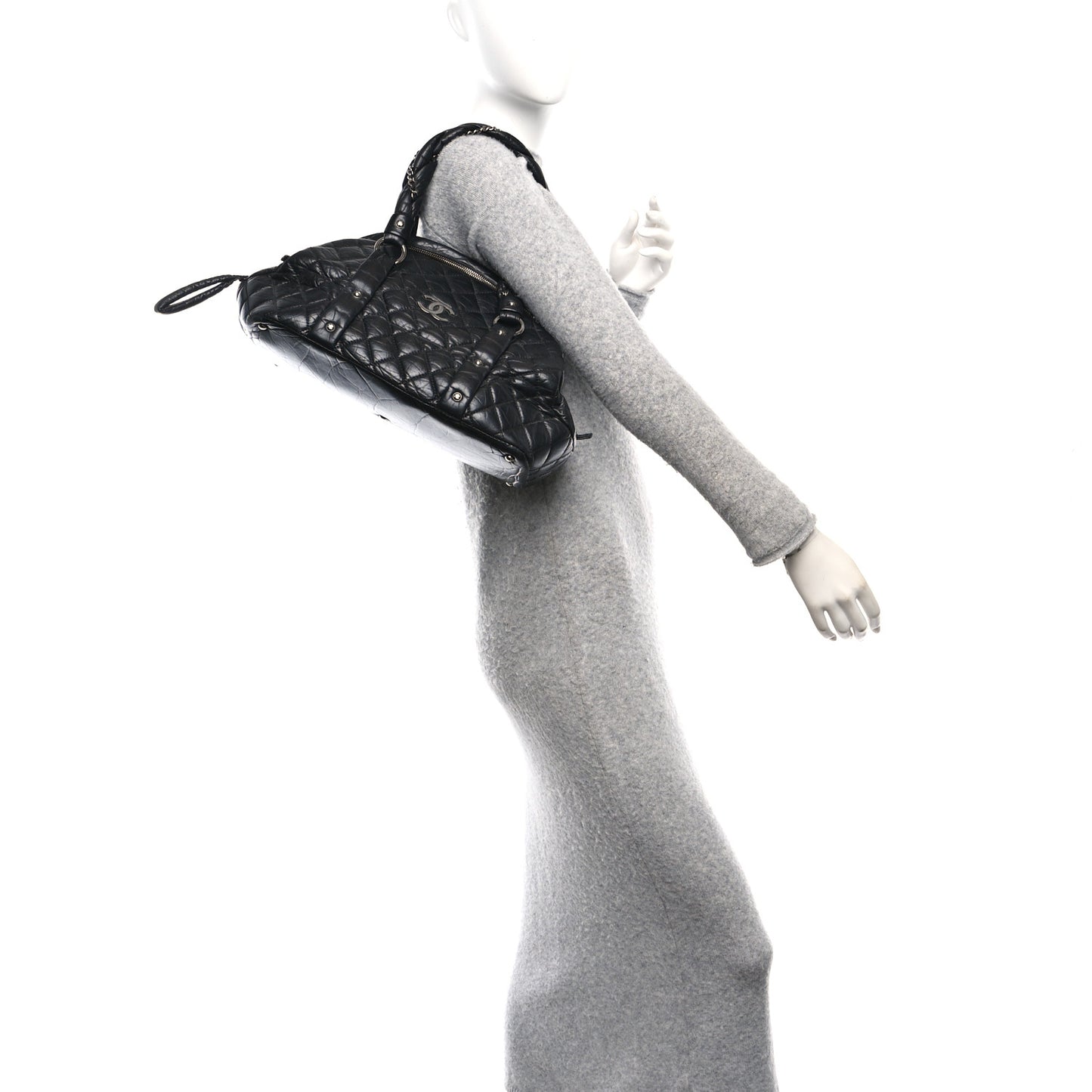Lambskin Vintage Ligne Lady Braid Tote Black