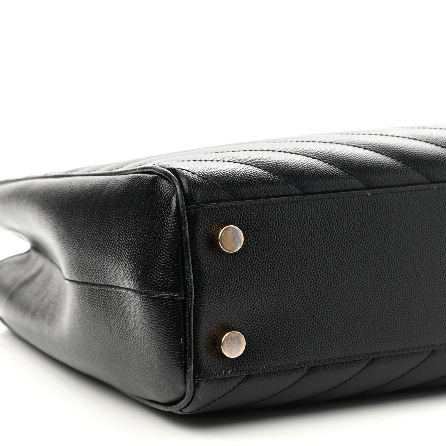 Saint Laurent Grain De Poudre Matelasse Chevron Monogram Shopping Bag Black 9 of 13