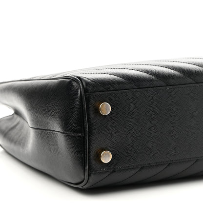 Saint Laurent Grain De Poudre Matelasse Chevron Monogram Shopping Bag Black 9 of 13