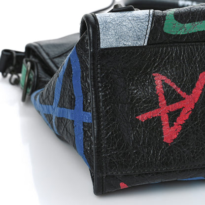 Balenciaga Agneau Graffiti All Over Classic Hardware City Black Vert Rouge 8 of 9
