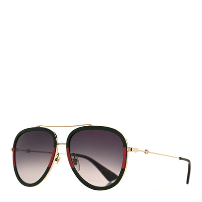 Gucci Web Aviator Sunglasses GG0062S Green Red 1 of 8