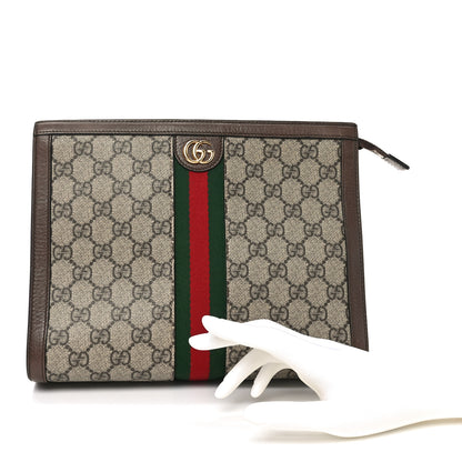 Gucci GG Supreme Monogram Web Ophidia Pouch Brown 2 of 9