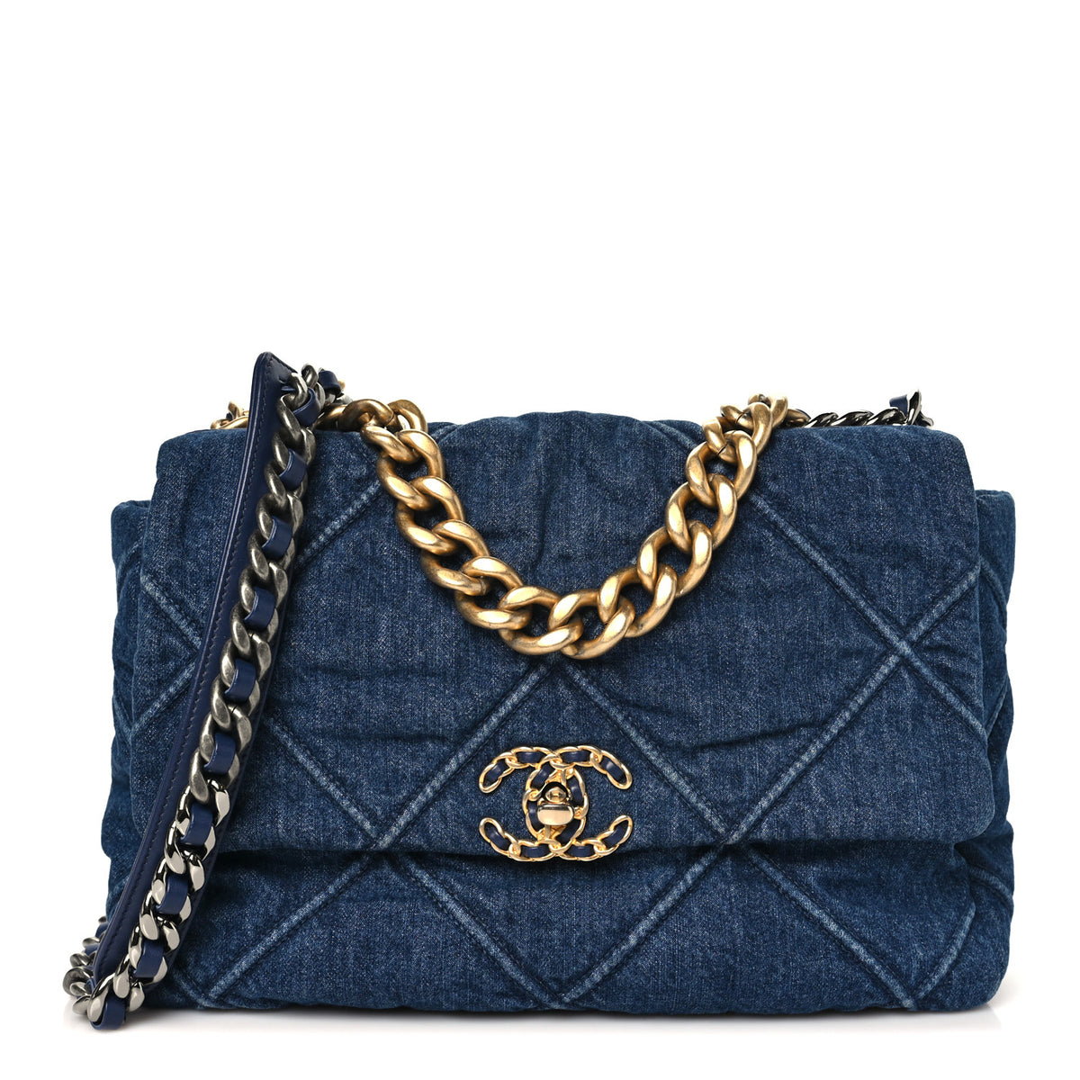 Chanel Denim Quilted Large Chanel 19 Flap Blue 1 of 10