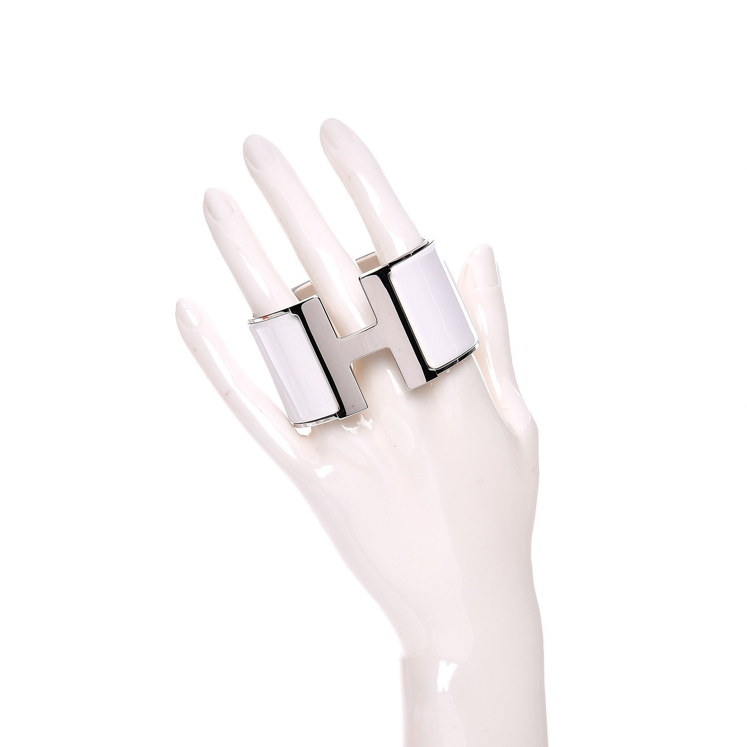 Hermes Enamel Extra Wide Clic Clac H Bracelet PM White 2 of 5