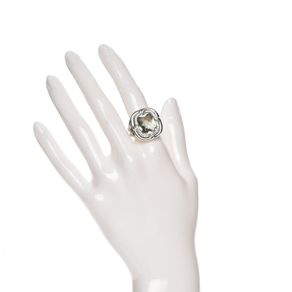 David Yurman Sterling Silver Diamond Prasiolite 14mm Labyrinth Ring 54 7 2 of 6