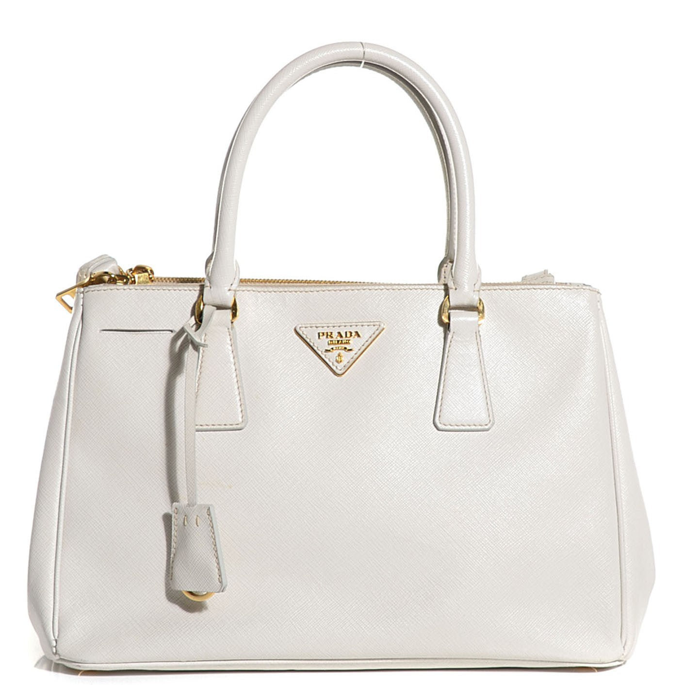 Prada Saffiano Lux Small Double Zip Tote Talco 1 of 12
