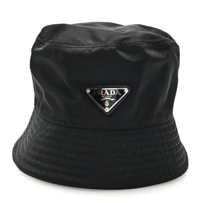 Prada Re-Nylon Metal Triangle Logo Womens Bucket Hat S Black 2 of 7
