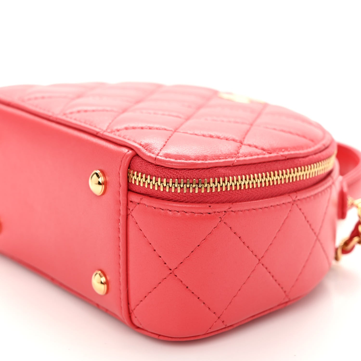 Chanel Lambskin Quilted Small Chic Riviera Top Handle Vanity Case Red 9 of 10