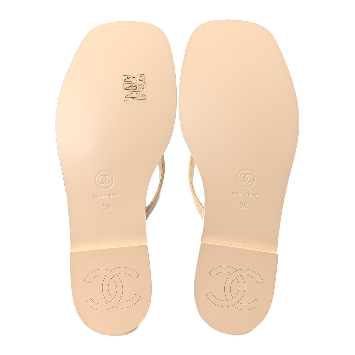 Goatskin CC Times Square Thong Sandals 38 Beige