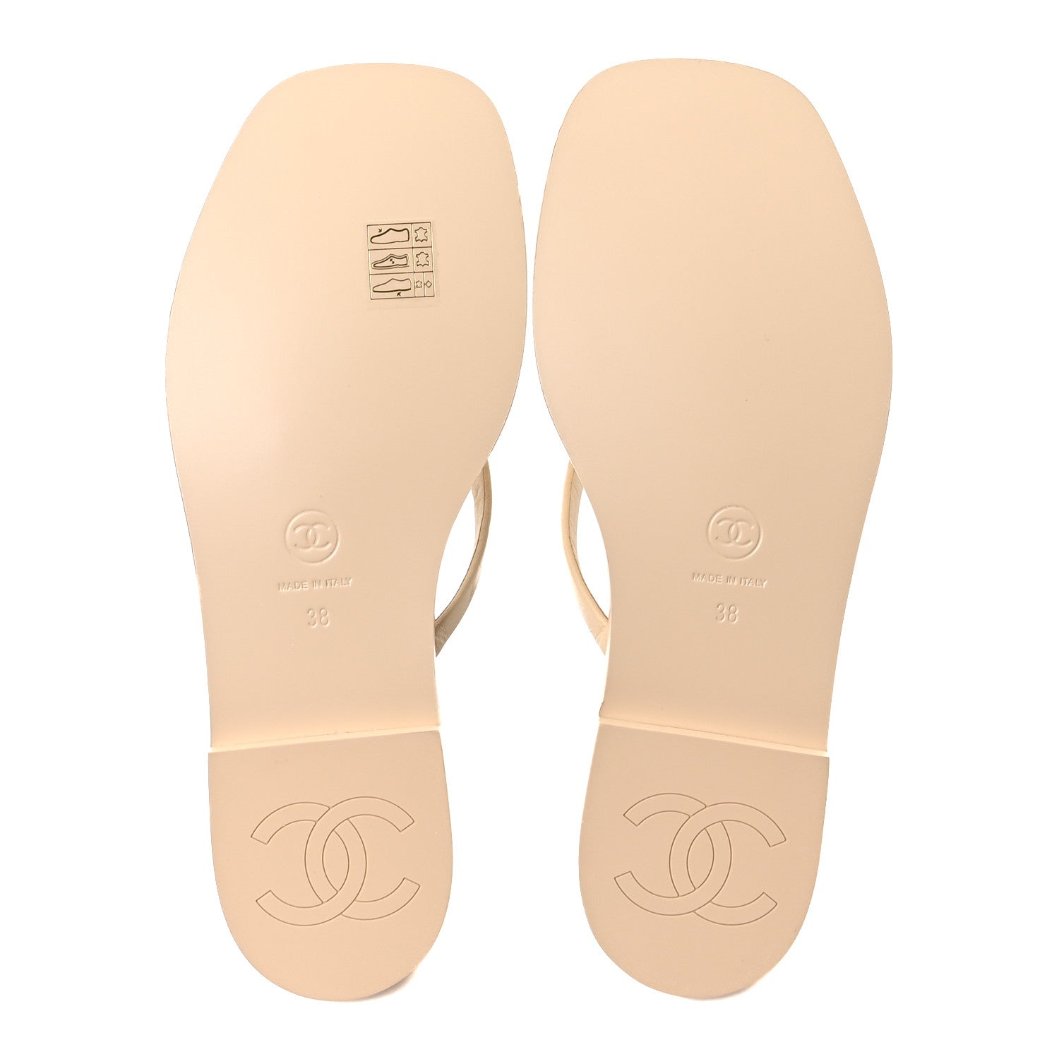 Chanel Goatskin CC Times Square Thong Sandals 38 Beige 6 of 9