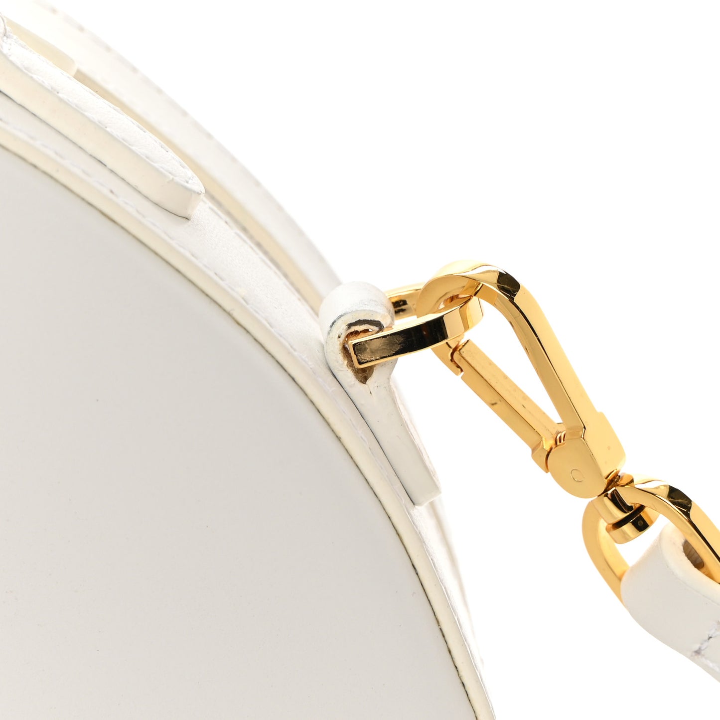 Calfskin Circle Crossbody Bag White