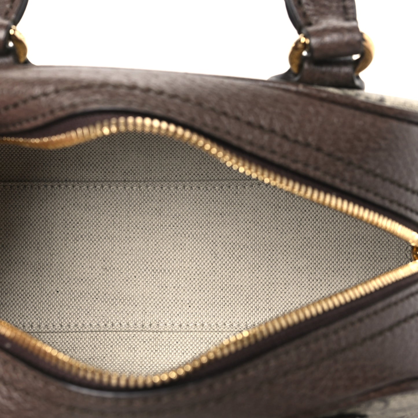 GG Supreme Monogram Textured Dollar Calfskin Web Mini Ophidia Top Handle Bowler Bag Beige Ebony New Acero