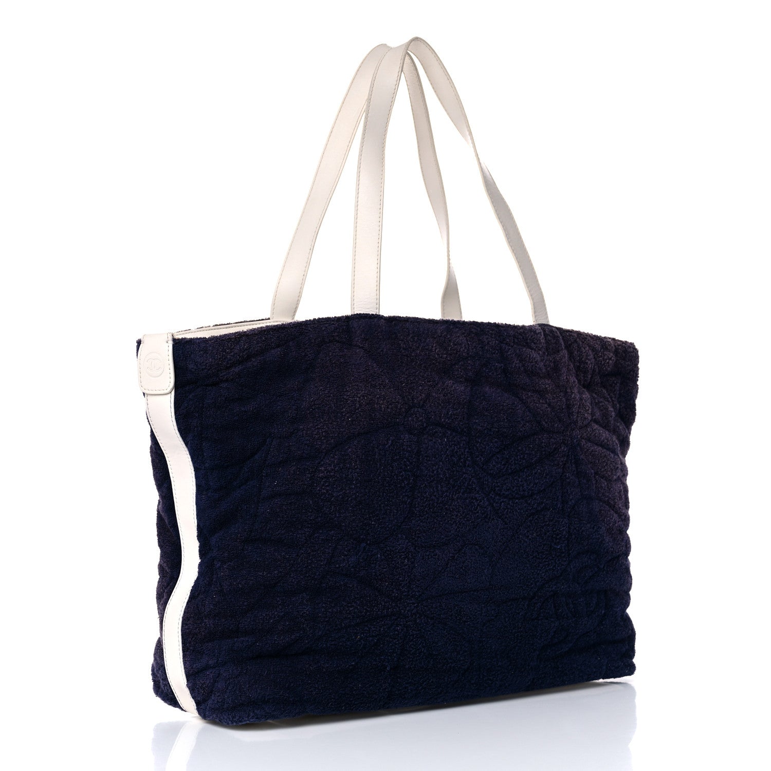 Chanel Terry Cotton CC Beach Tote Navy White 3 of 21