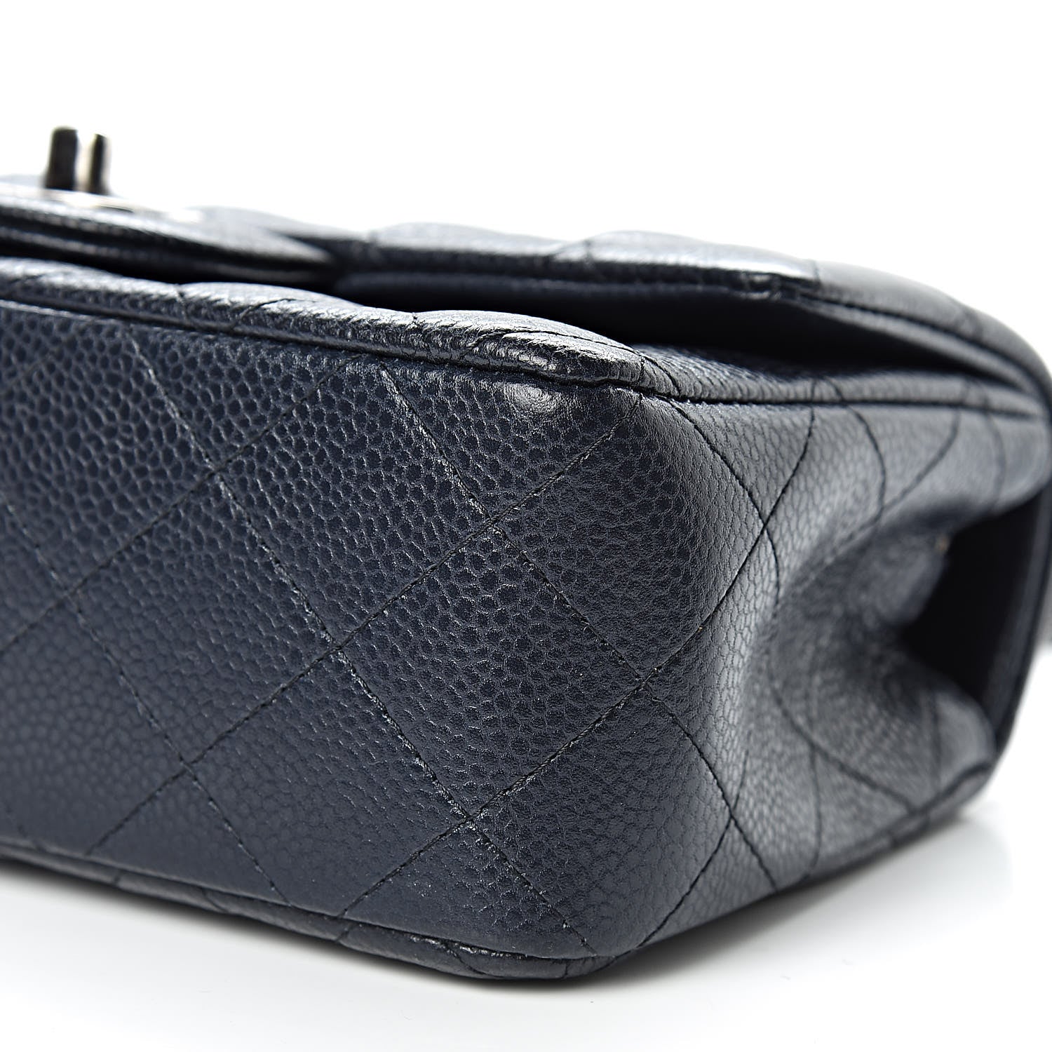 Chanel Iridescent Caviar Quilted Mini Rectangular Flap Navy Blue 10 of 11