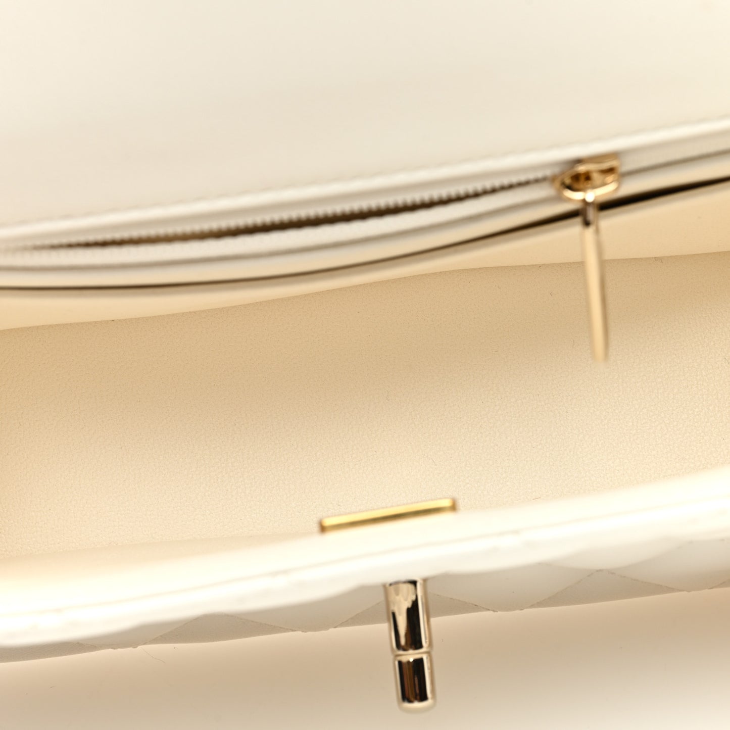 Lambskin Quilted Mini Crystal Top Handle Rectangular Flap White