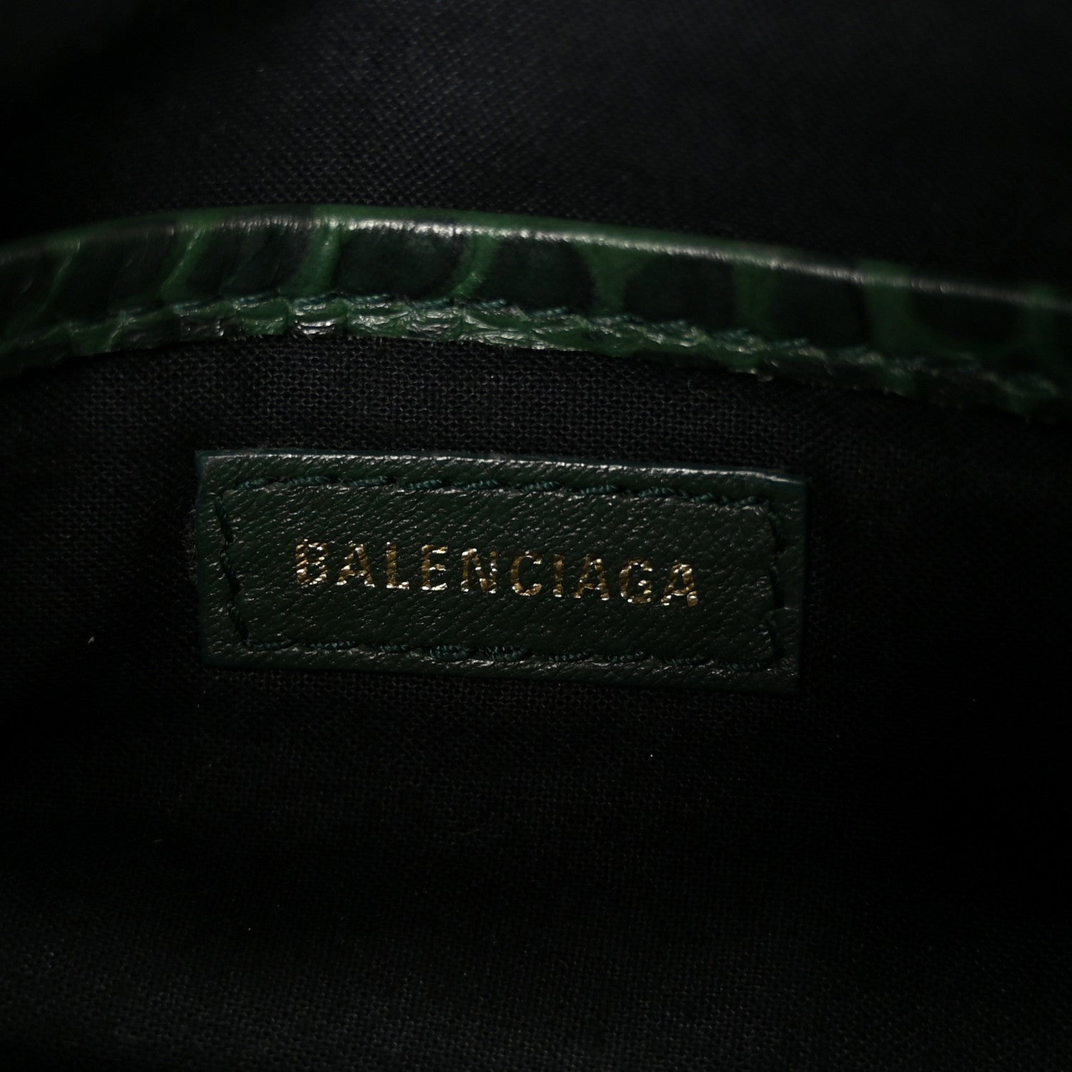 Balenciaga Shiny Supple Calfskin Crocodile Embossed Gold Metallic Edge Hardware Nano City Green 7 of 12