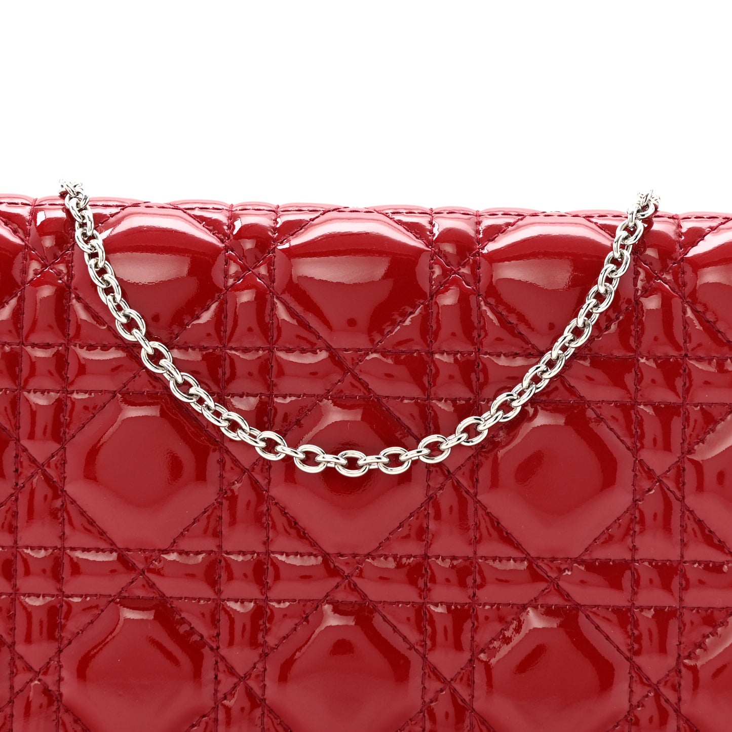 Patent Cannage Lady Dior Convertible Clutch Red