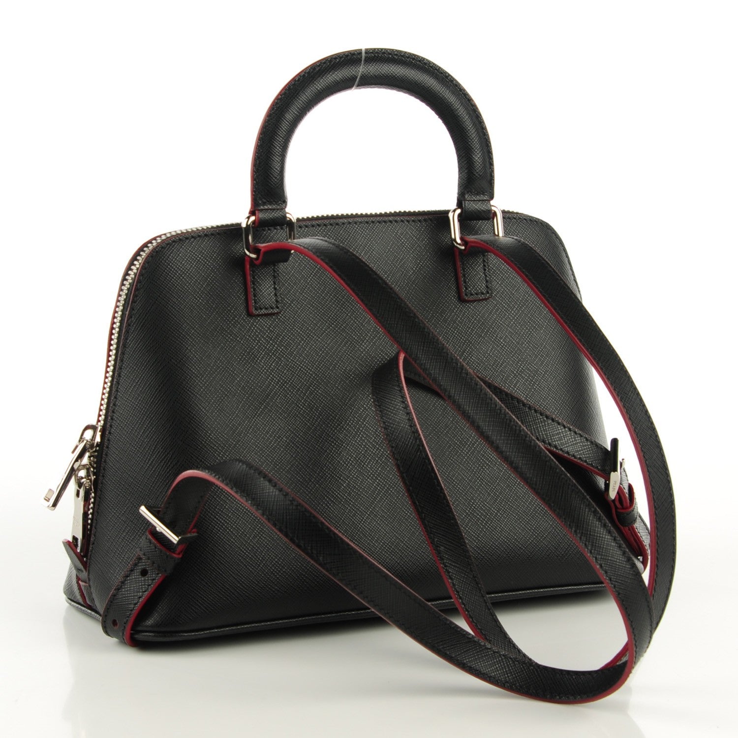 Prada Saffiano Lux Promenade Backpack Black Rosso 3 of 9