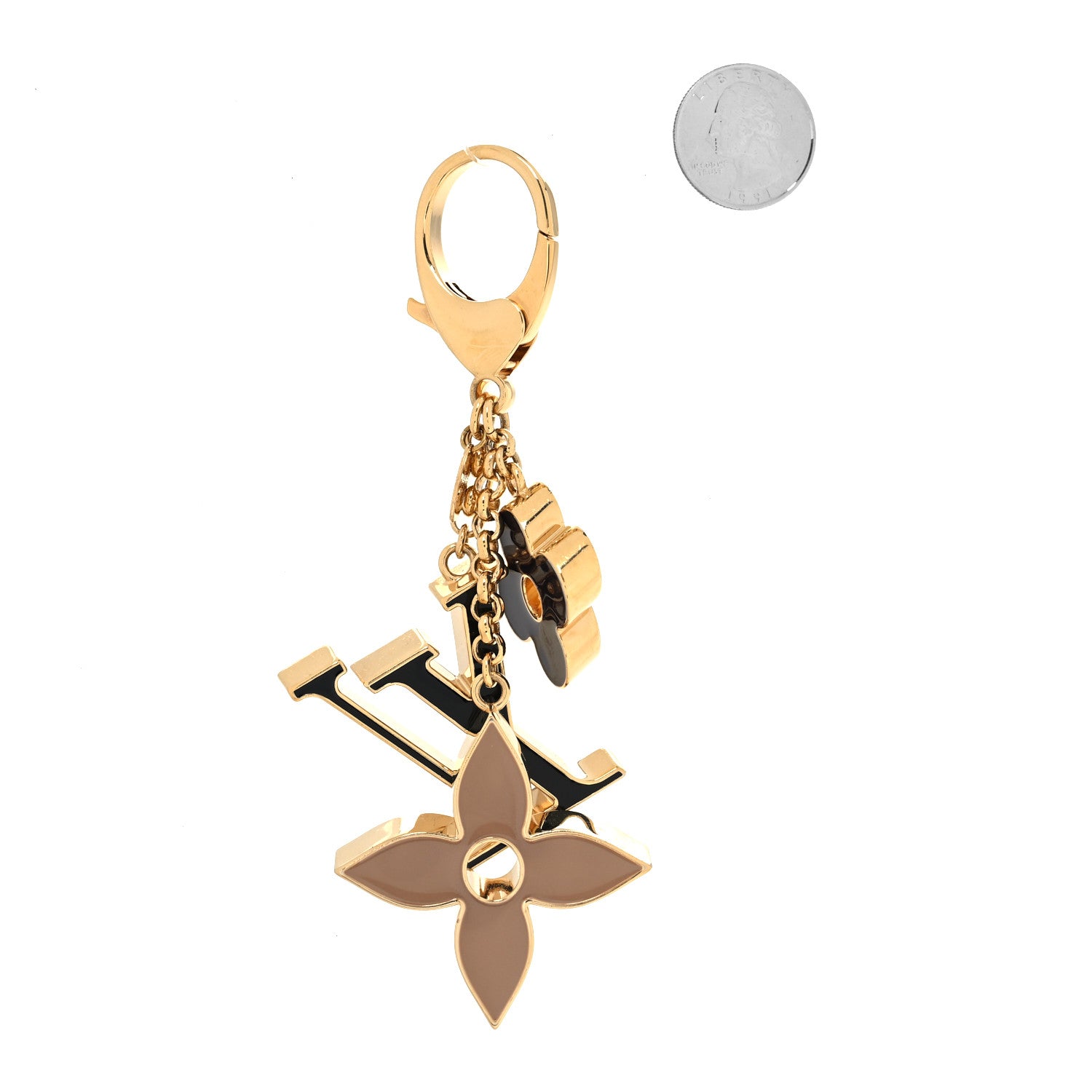 Louis Vuitton Metal Enamel Fleur De Monogram Bag Charm Dore 2 of 4