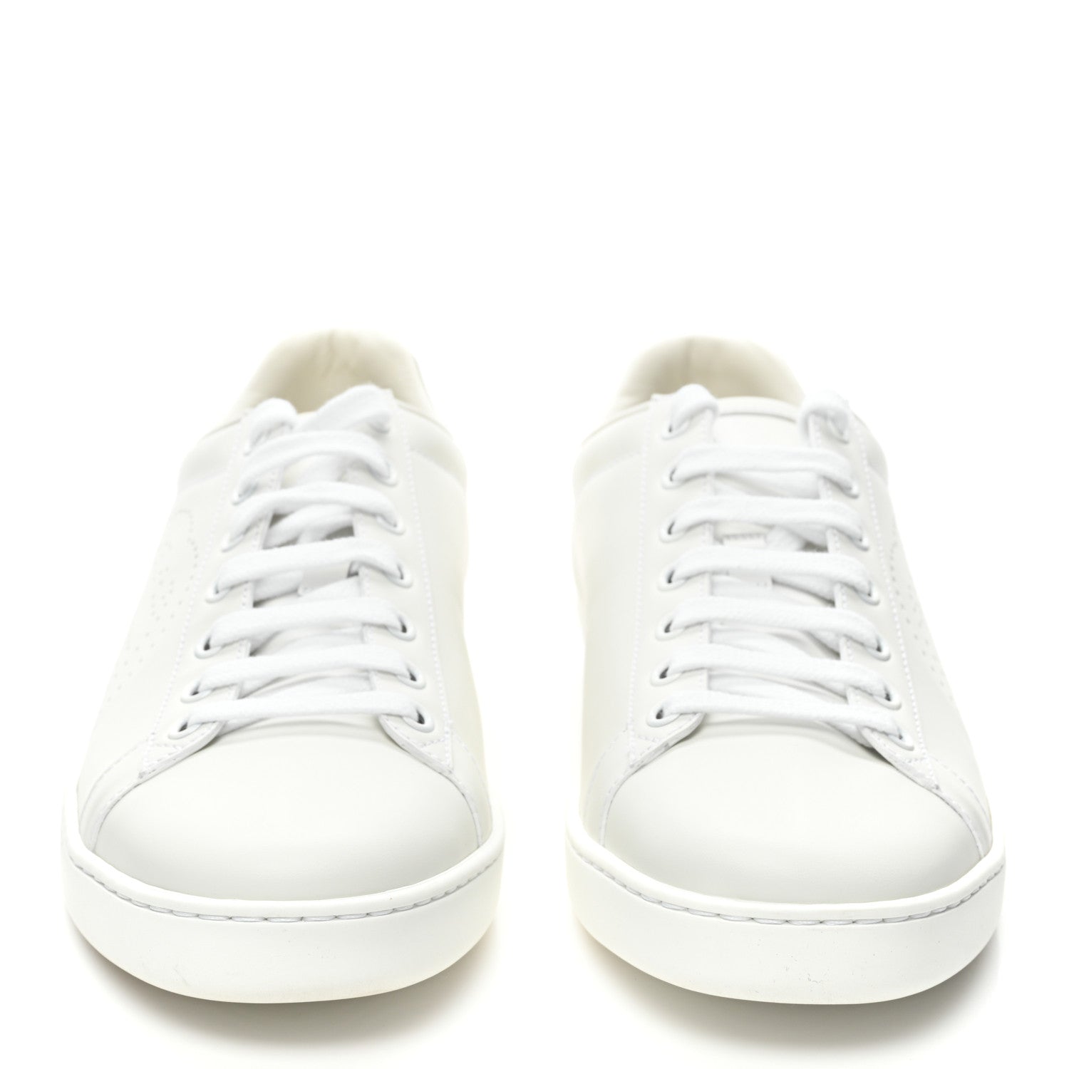 Gucci Calfskin Interlocking G Perforated Womens Ace Sneakers 40 White Grey Sky 2 of 9