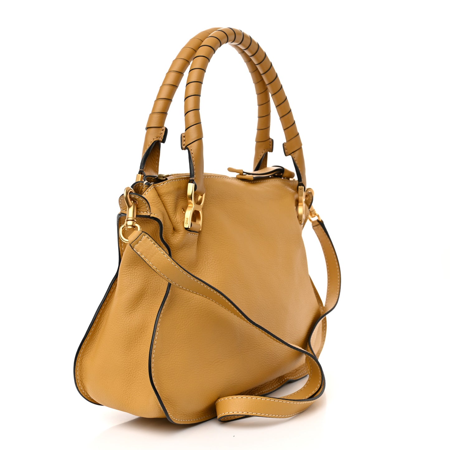 Calfskin Medium Marcie Satchel Curry Yellow