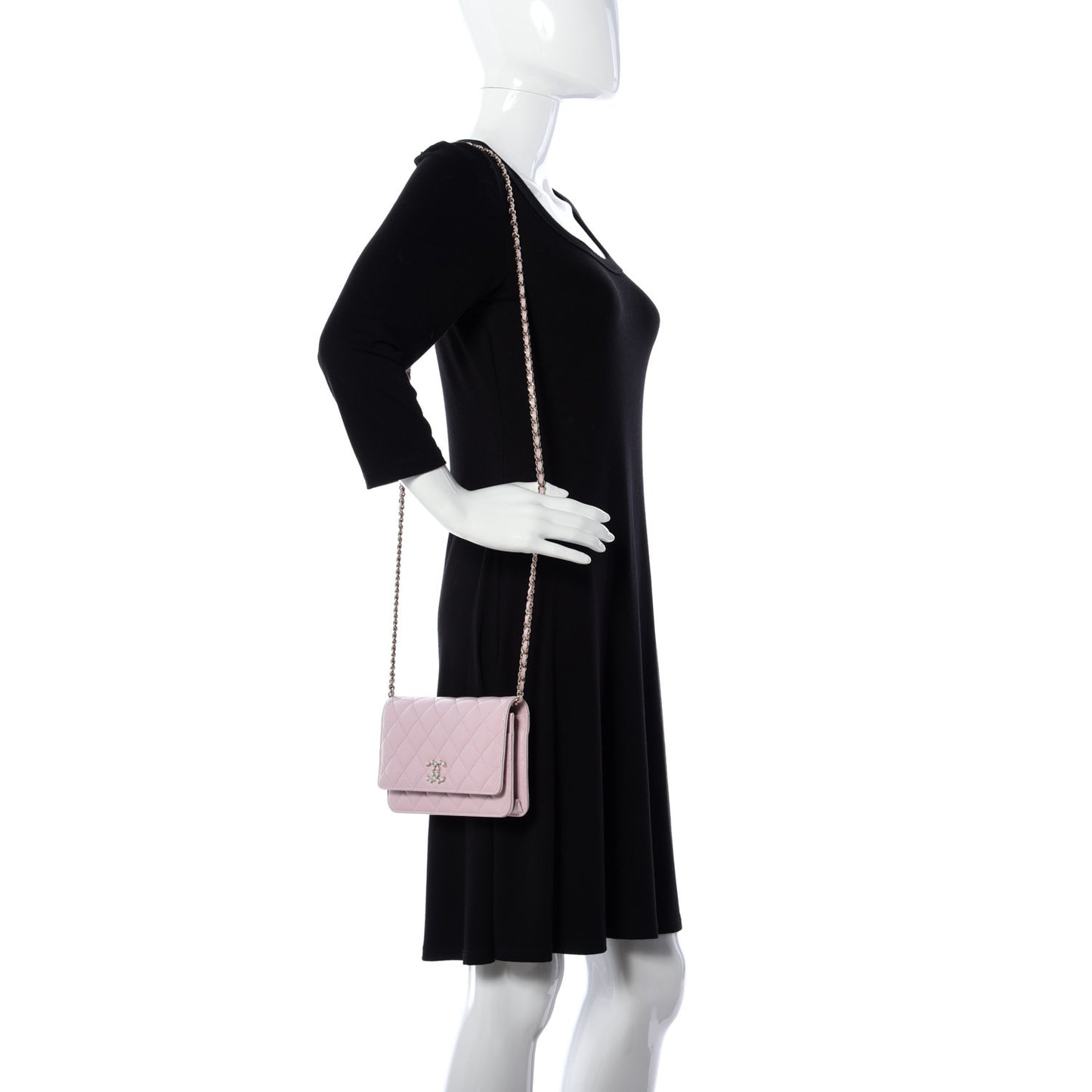 Caviar Quilted Coco Candy Wallet On Chain WOC Light Pink