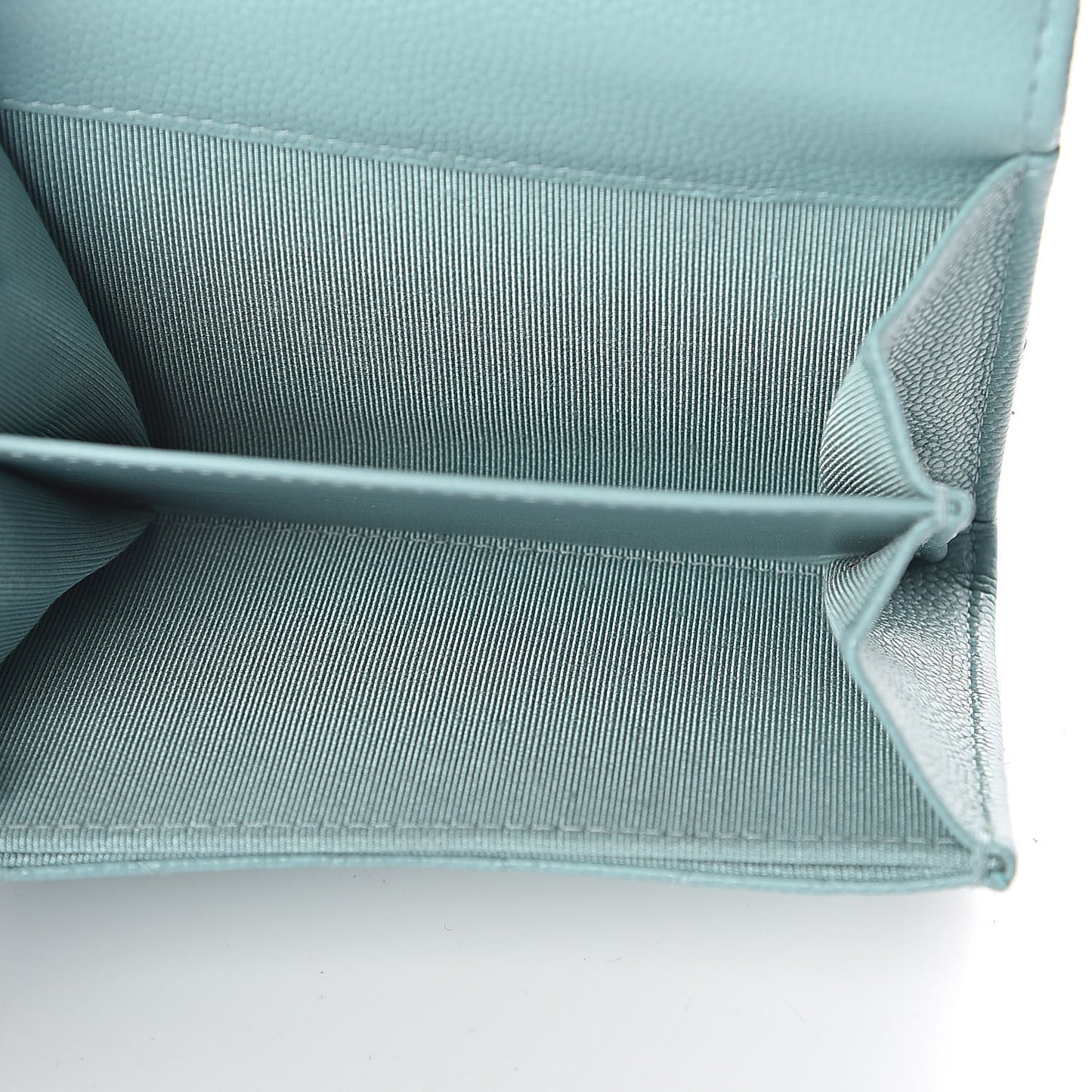 Caviar Quilted Flap Card Holder Wallet Light Blue