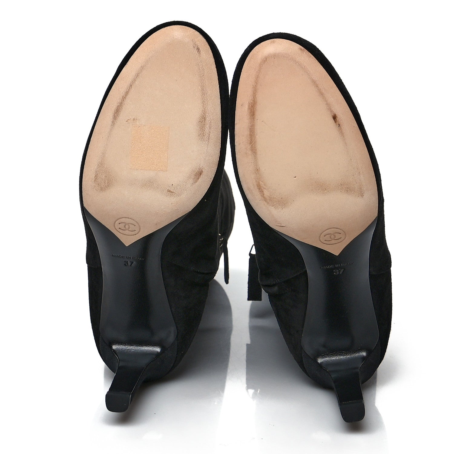 Chanel Suede Round Toe High Boots 37 Black 5 of 8