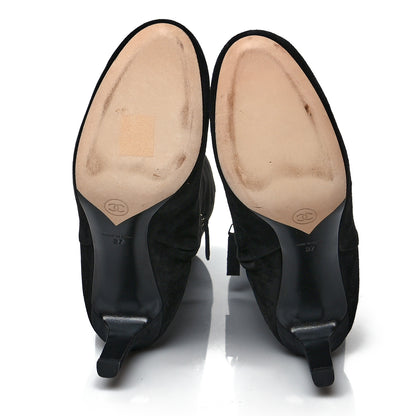 Chanel Suede Round Toe High Boots 37 Black 5 of 8