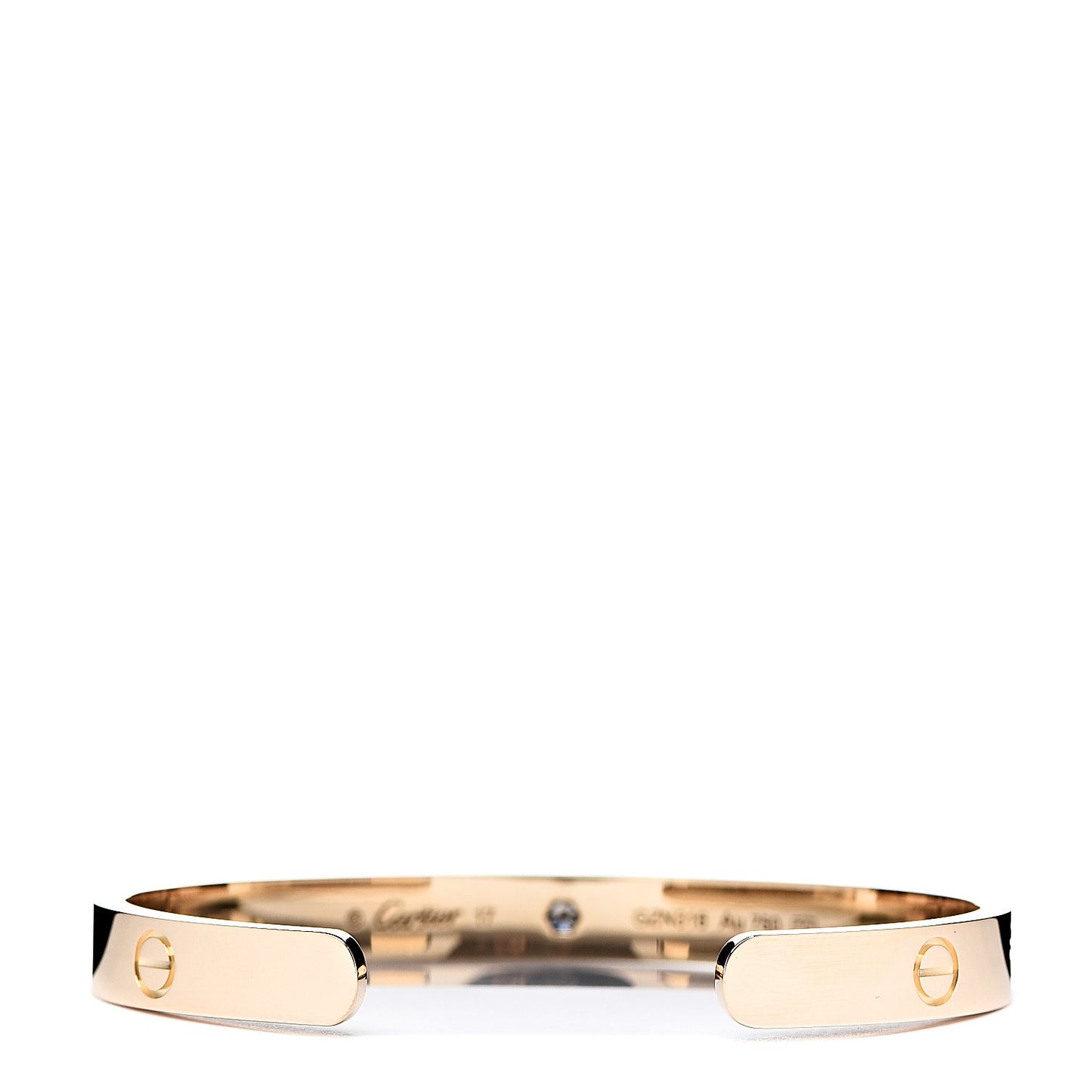 18K Yellow Gold 1 Diamond LOVE Cuff Bracelet 17