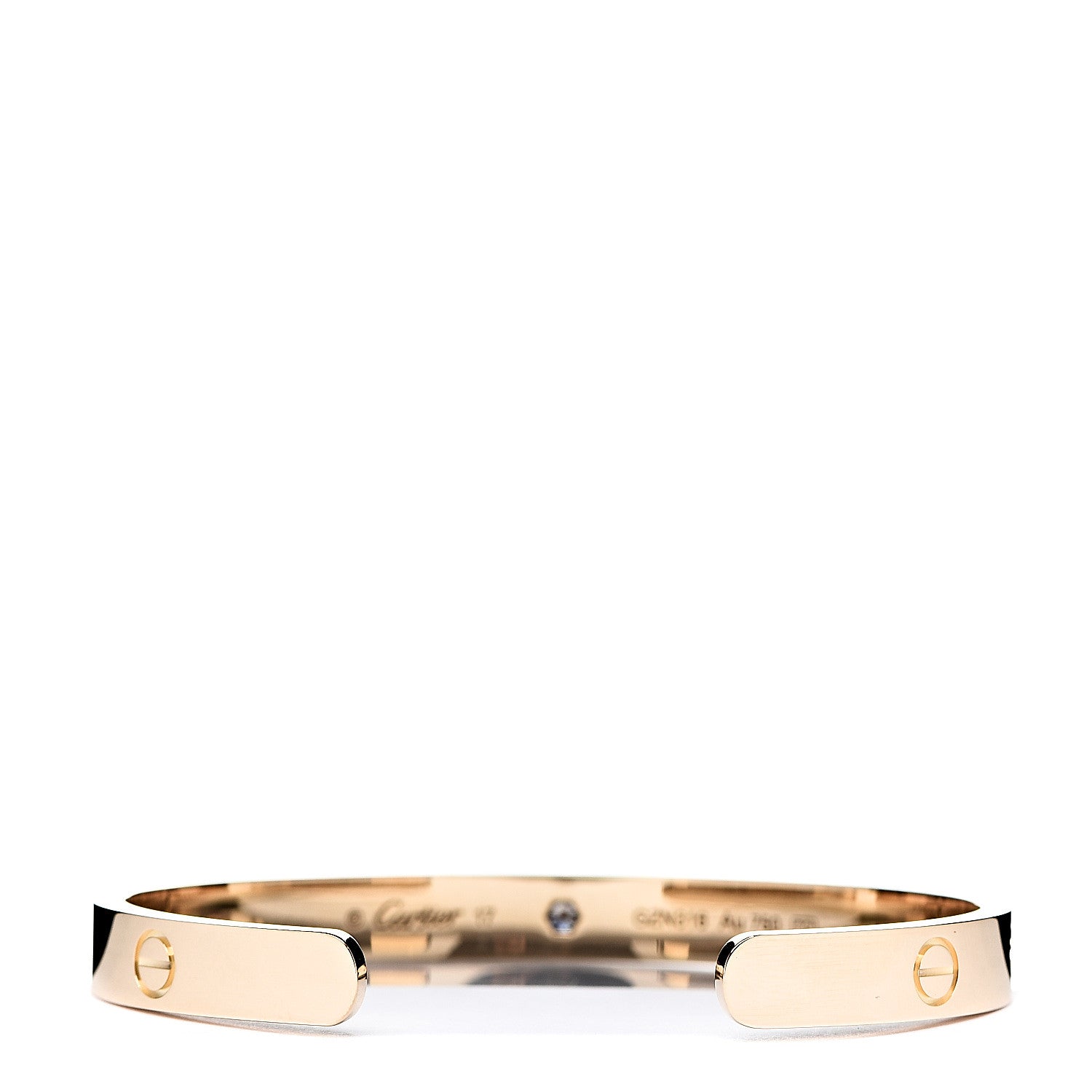 Cartier 18K Yellow Gold 1 Diamond LOVE Cuff Bracelet 17 2 of 5