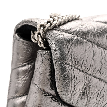 Saint Laurent Metallic Calfskin Y Quilted Monogram Small Loulou Chain Satchel Acciaio 13 of 13
