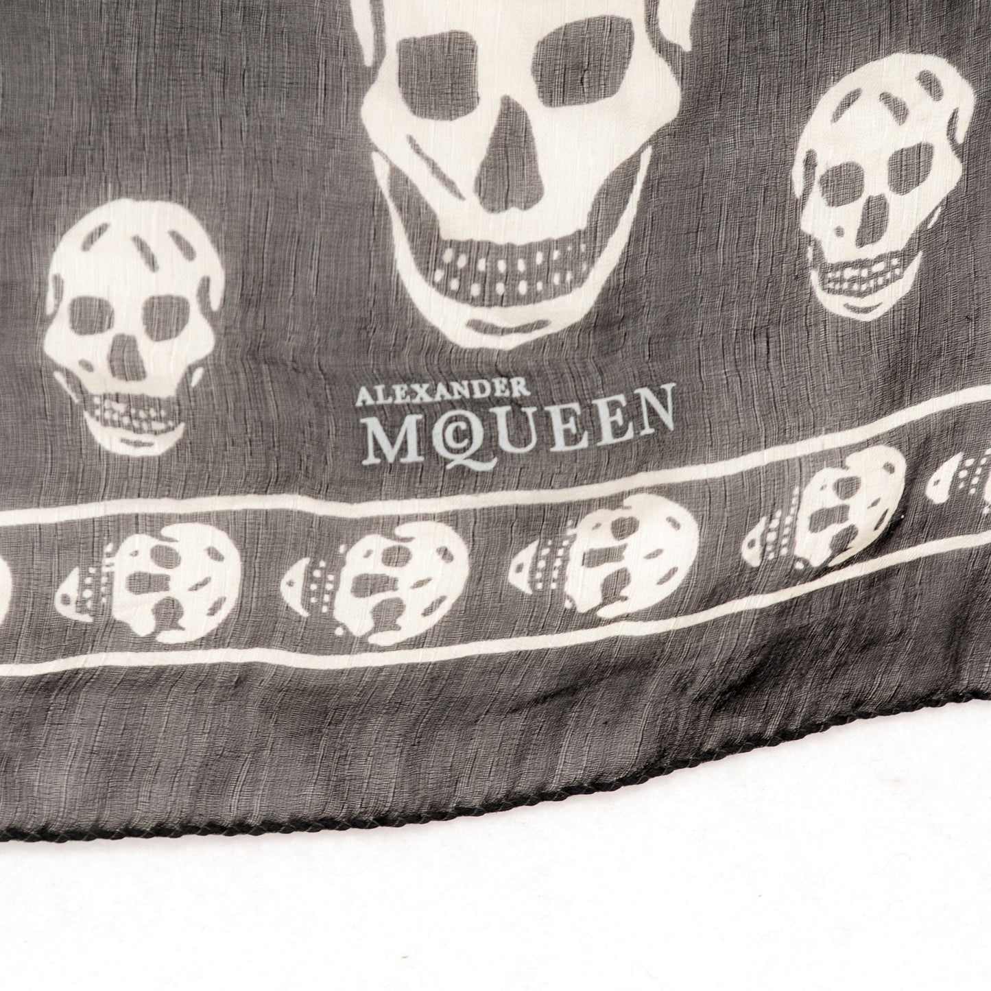 Silk Chiffon Skull Scarf Black Ivory